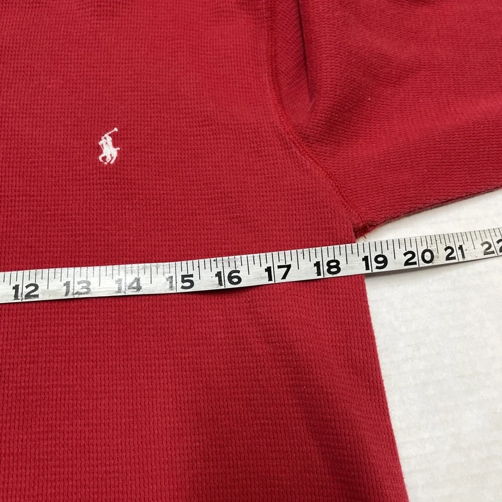 Polo Ralph Lauren Shirt Mens L Red Thermal Waffle‎ Knit Crewneck Long Sleeve